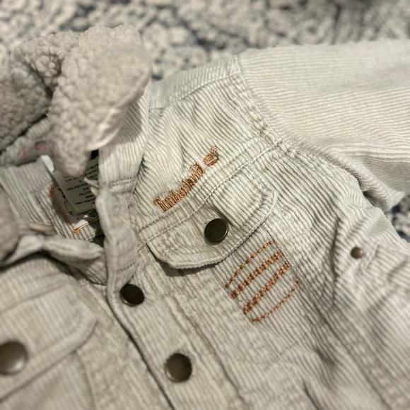 Timberland Boys Jacket 18 M Brown Tan Corduroy Trucker Winter Removable Collar - Picture 2 of 5